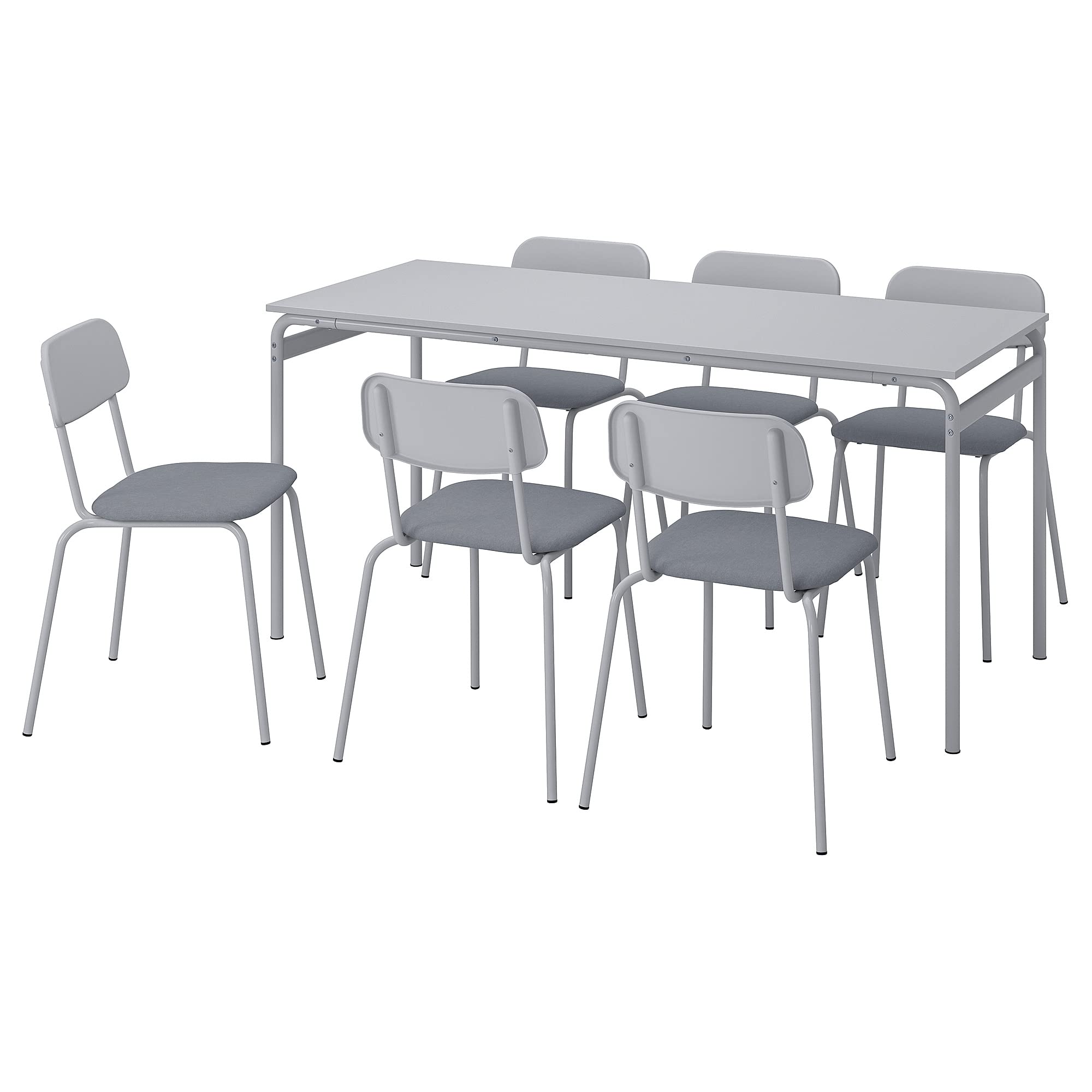 IKEA GRÅSALA/GRÅSALA table and 6 chairs, 160 cm, gray gray/grey